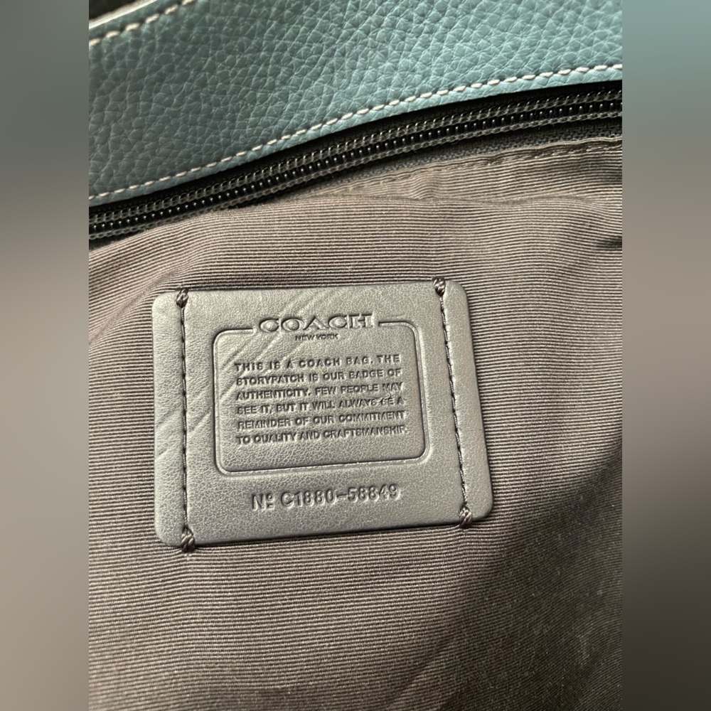 Coach Teal Leather Tote Bag - Picture 12 of 12